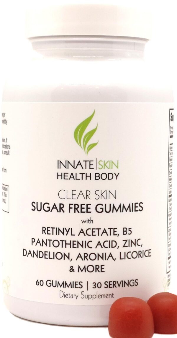 Frasco de gomitas Clear Skin para acné 60 cápsulas