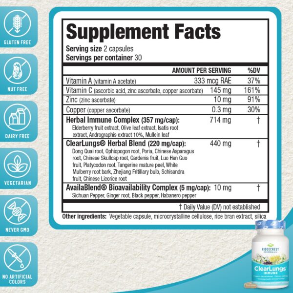 Version 1.0.0 Cápsulas ClearLungs Immune para apoyo pulmonar e inmune