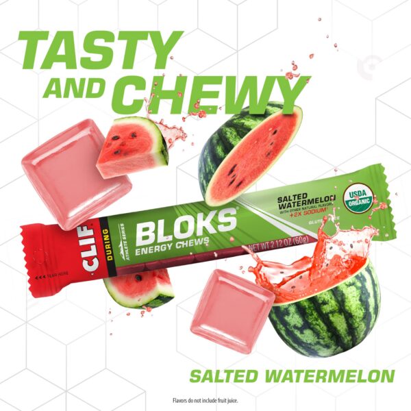 Cubos masticables CLIF BLOKS sabor sandía salada para energía rápida