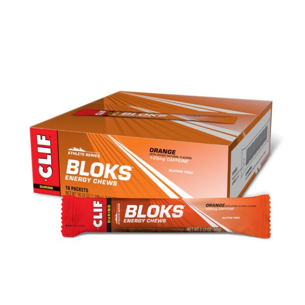 Frente de CLIF BLOKS gomas naranja cafeina