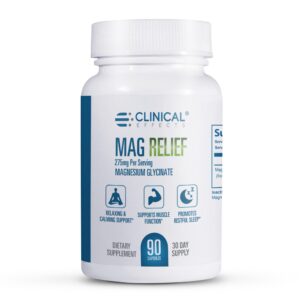 Frasco de Clinical Effects Mag Relief Mg glicinato 275 mg