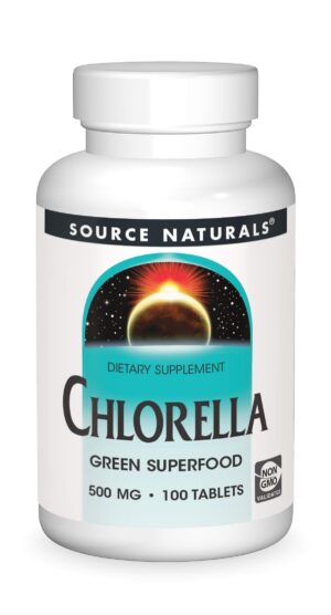 Clorela Source Naturals 500 mg suplemento vegano 100 tabletas