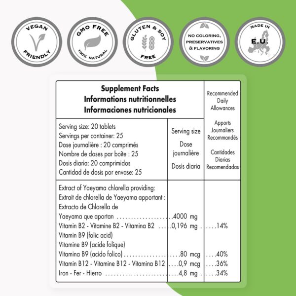 Version 1.0.0 Clorella Supersmart suplemento vitaminas B hierro calidad