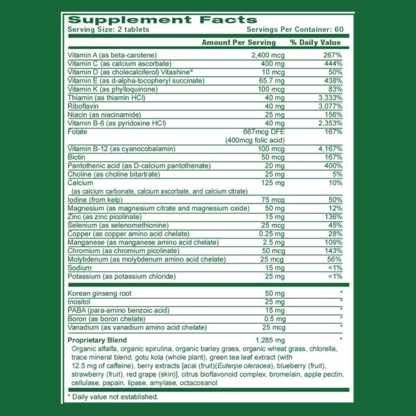 Close-up of Life's Fortune Multivitamin Advanced tablets