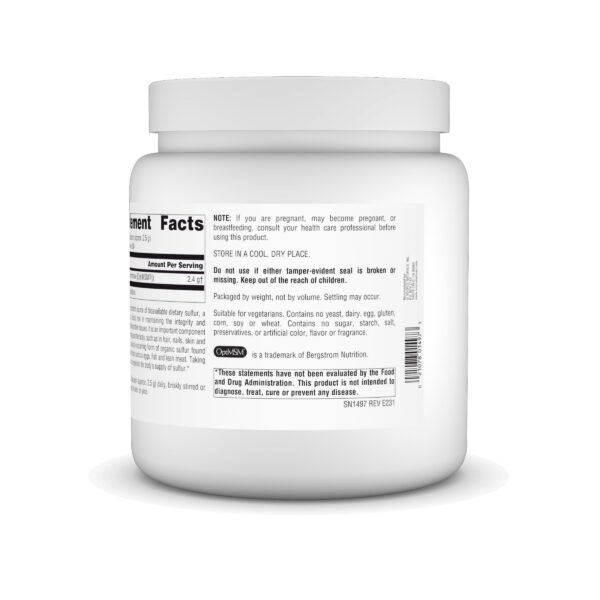 Close up polvo Source Naturals MSM suplemento azufre