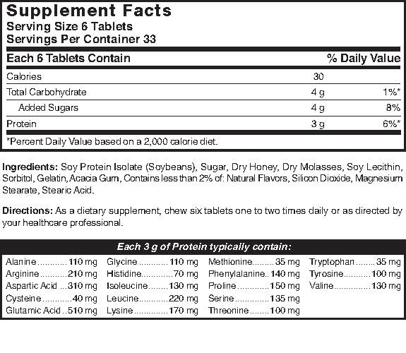 Version 1.0.0 Close up tabletas de proteína sabor miel Nature's Blend