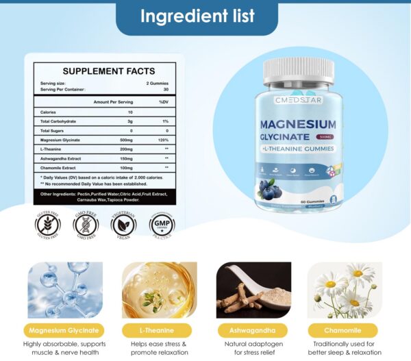 Gomitas en frasco CMEDSTAR magnesio glicinato sabor arándano