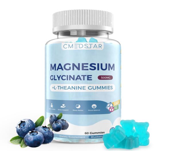 Frasco frontal CMEDSTAR gomitas glicinato magnesio sabor arándano