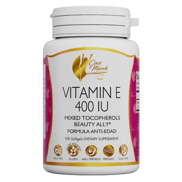 Coco March vitamina E natural 400 UI cápsulas blandas antioxidante