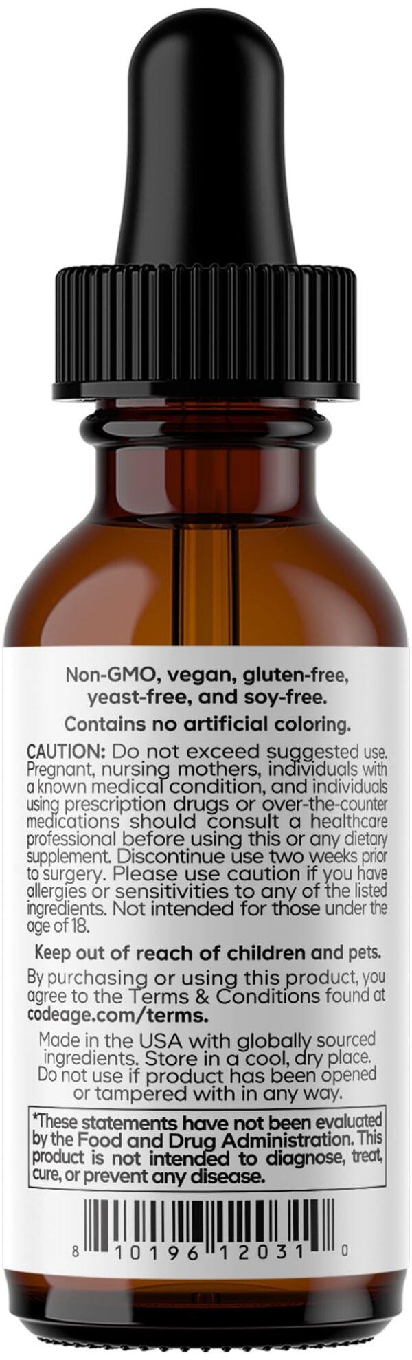 Version 1.0.0 Frente del frasco Codeage Liquid B-Complex