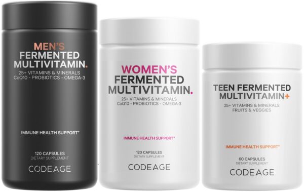 Codeage paquete familiar multivitaminas frasco y etiqueta