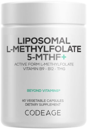 Frasco frontal de Codeage Liposomal L-Methylfolate 5-MTHF+