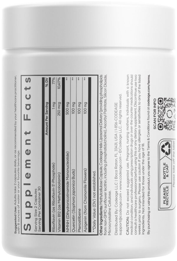 Etiqueta del suplemento NMNH liposomal