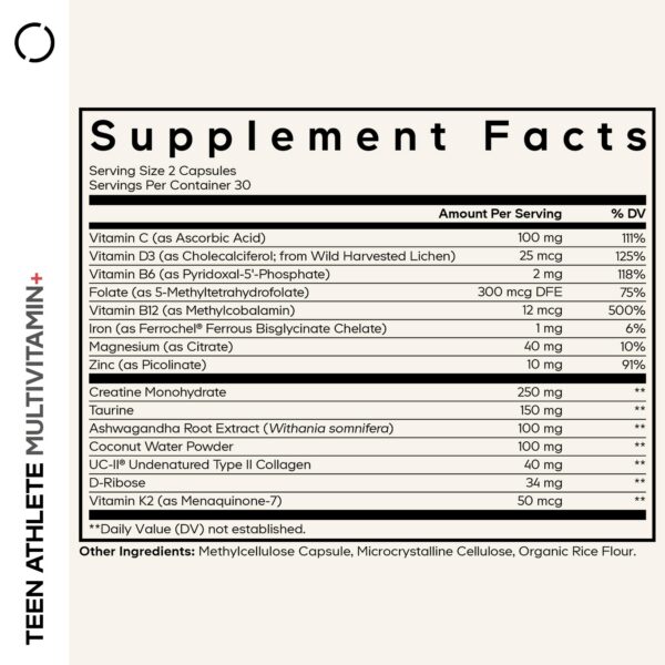 Codeage suplemento deportivo para adolescentes vista lateral