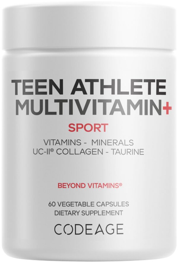 Codeage Teen Athlete+ multivitamínico deportivo 60 cápsulas envase frontal