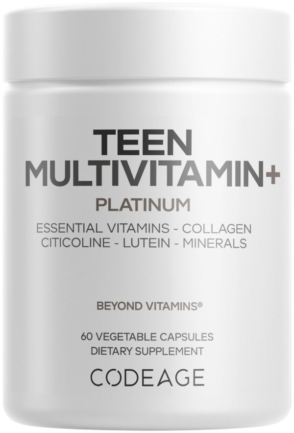 Frasco Codeage Teen Multivitamin Platinum frente