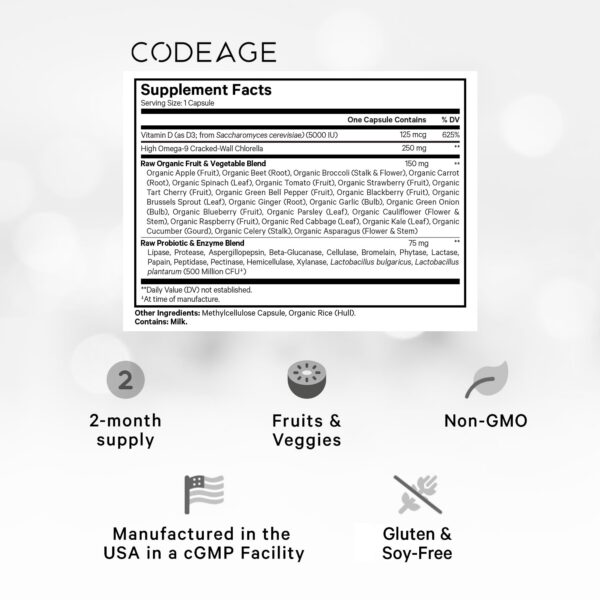 Version 1.0.0 Frascos de Codeage Vitamina D3 60 cápsulas para 2 meses