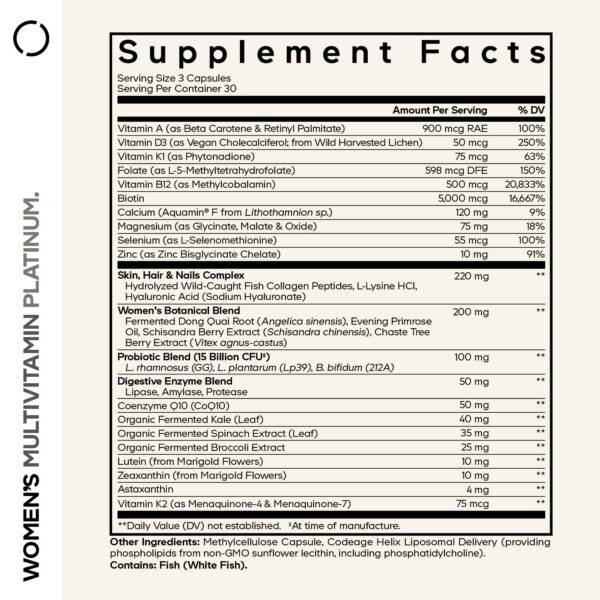 Etiqueta Codeage Multivitamin Platinum