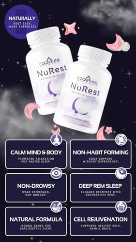 Suplemento herbal CogniTune con melatonina y valeriana para sueño