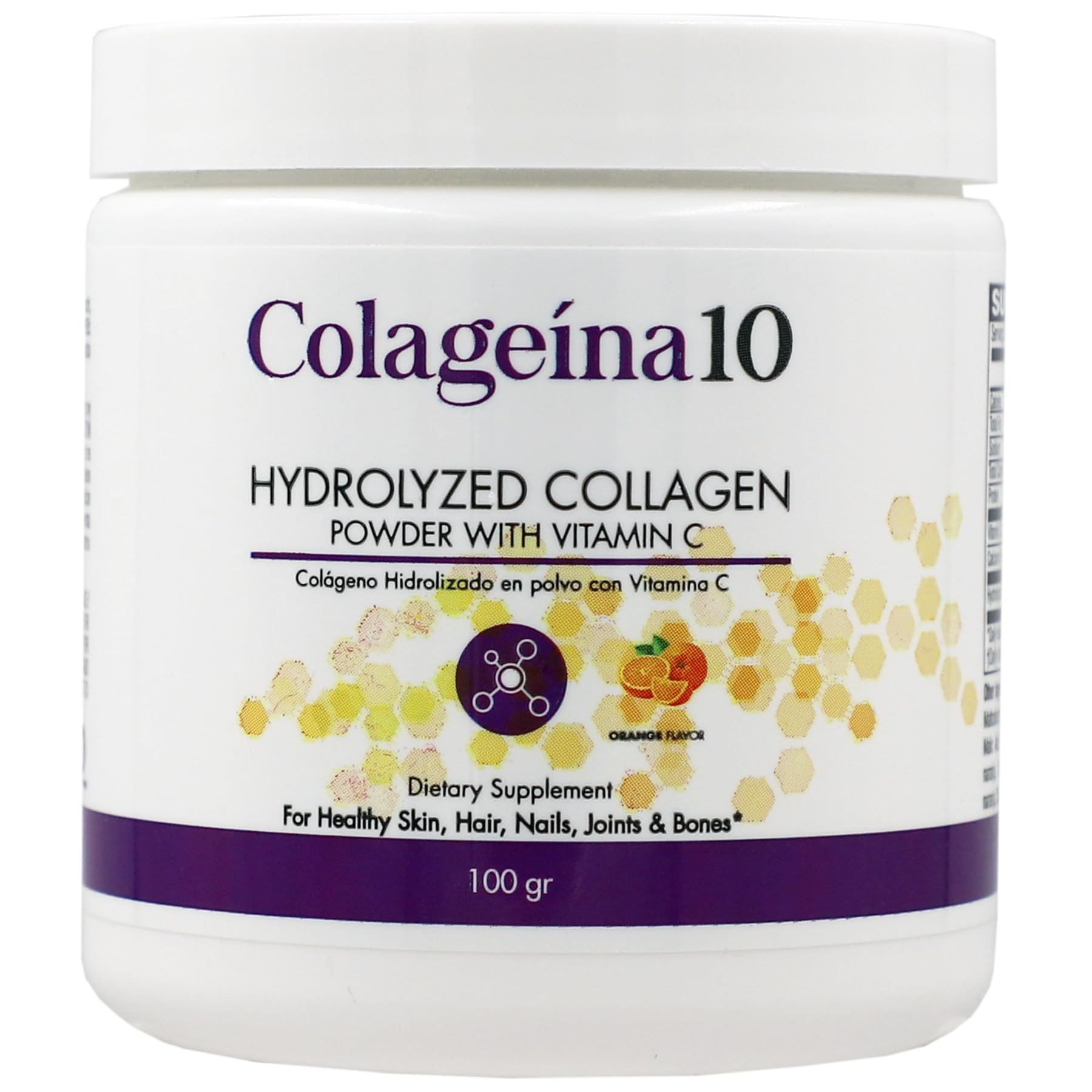 Colageina 10 Hydrolyzed Collagen Powder with Vitamin C, Orange Flavor