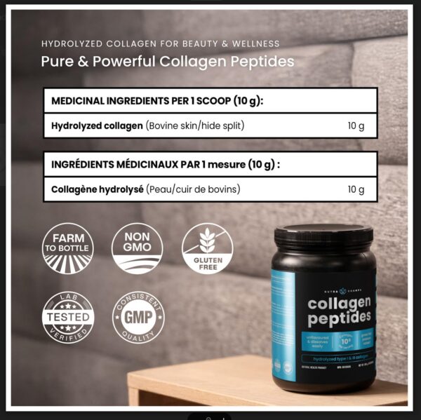 Frasco de colágeno NutraChamps etiqueta