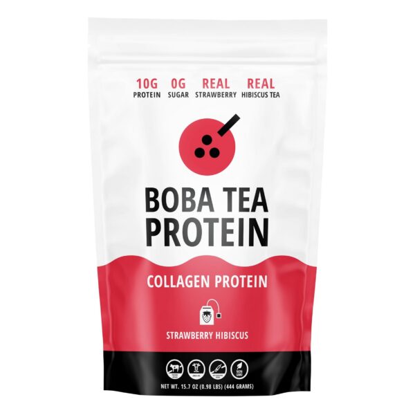 Frente del envase Colágeno sabor fresa hibisco