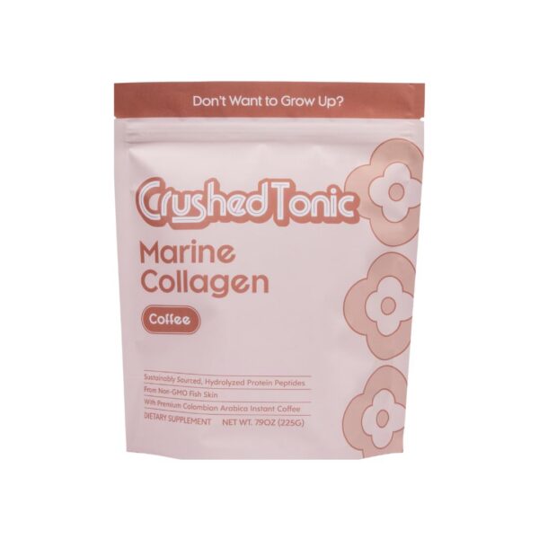 Frasco de colágeno marino con café instantáneo