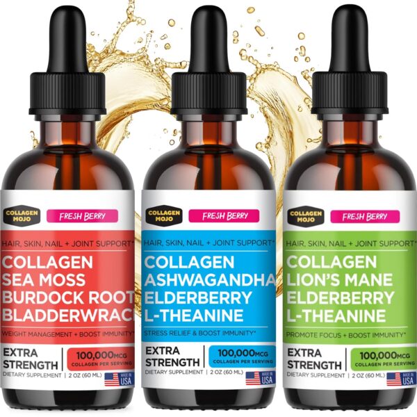 Collagen Mojo líquido rojo frasco frontal