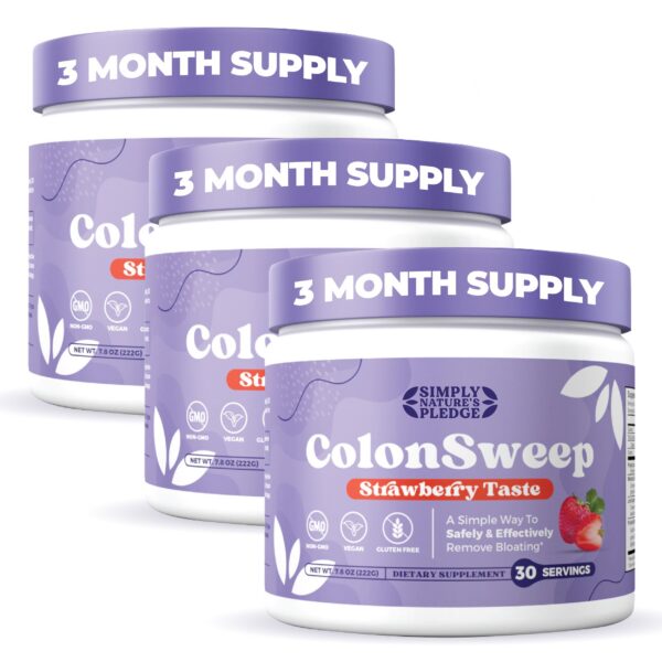 ColonSweep polvo probiótico con cáscara de psyllium sabor fresa envase frontal