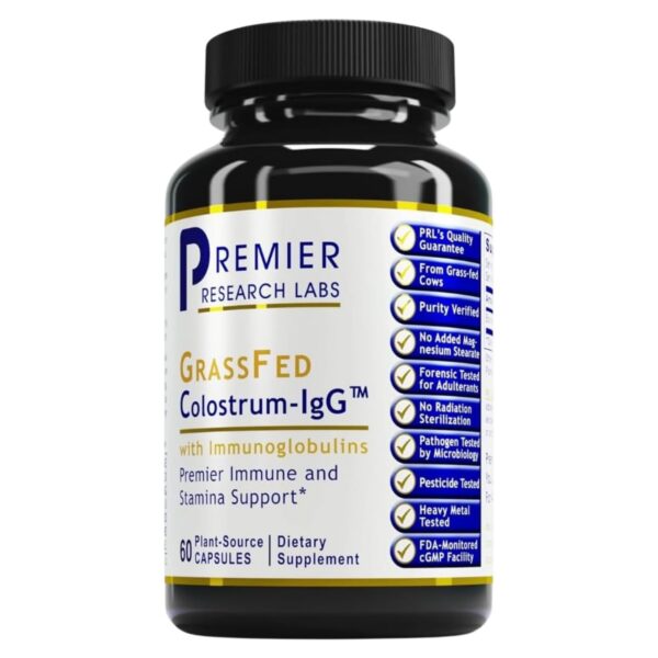 Colostrum IgG Premier Research Labs frenta del envase