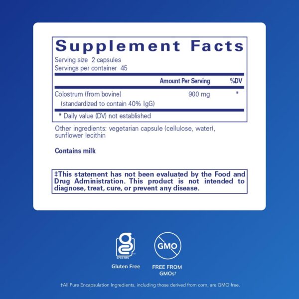 Version 1.0.0 Label close-up Colostrum Pure Encapsulations