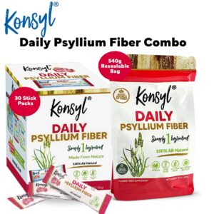 Combo fibra diaria de psilio Konsyl bolsa y paquetes stick
