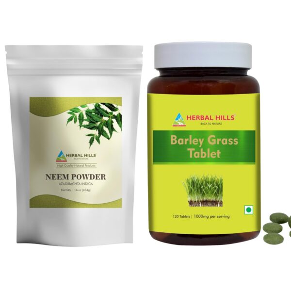 Combo HERBAL HILLS polvo neem y tabletas cebada