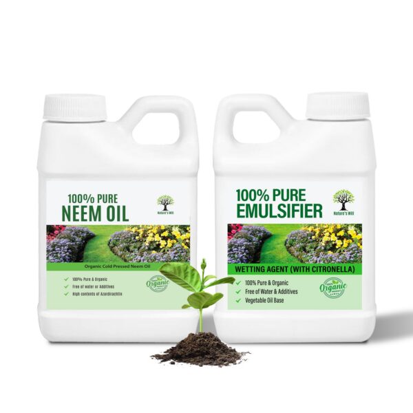 Combo Nature’s Will emulsionante orgánico y aceite neem 32 oz