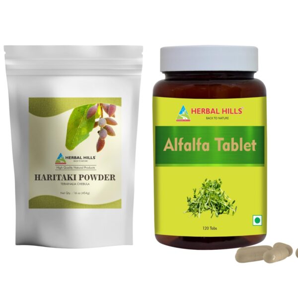 Combo de polvo Haritaki y tabletas de alfalfa HERBAL HILLS