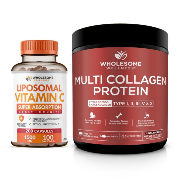 Combo Wholesome Wellness vitamina C liposomal y colageno