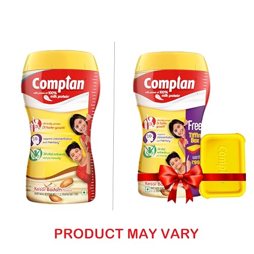 Version 1.0.0 Complan Kesar Badam bebida nutricional contenido del tarro