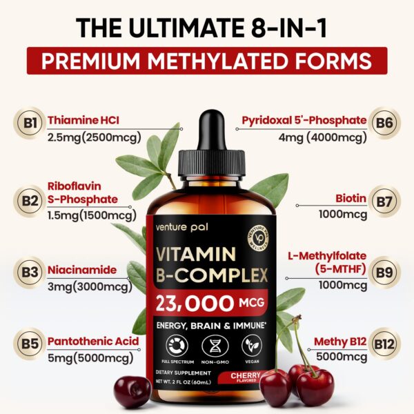 Gotas líquidas de Complejo B Activo con sabor natural a bayas