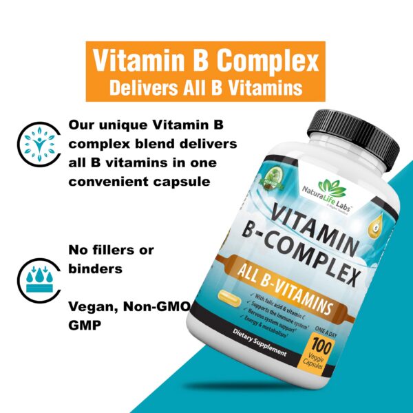 Complejo superior vitamina B NaturaLife Labs sin rellenos ni gluten