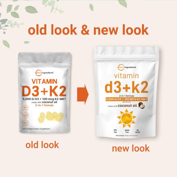 Version 1.0.0 Complejo vitamina D3 K2 2 en 1 Micro Ingredients para salud ósea y vitamina