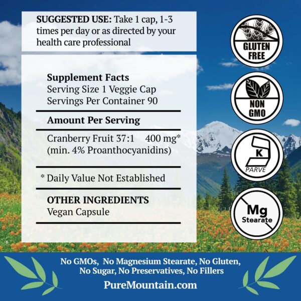 Complemento arándano 400mg Pure Mountain Botanicals caja