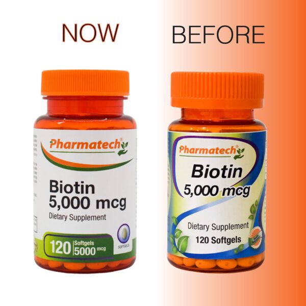 Frasco complementos biotina Pharmatech para piel y cabello