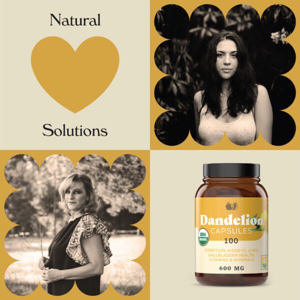 Etiqueta frontal cápsulas diente de león orgánico