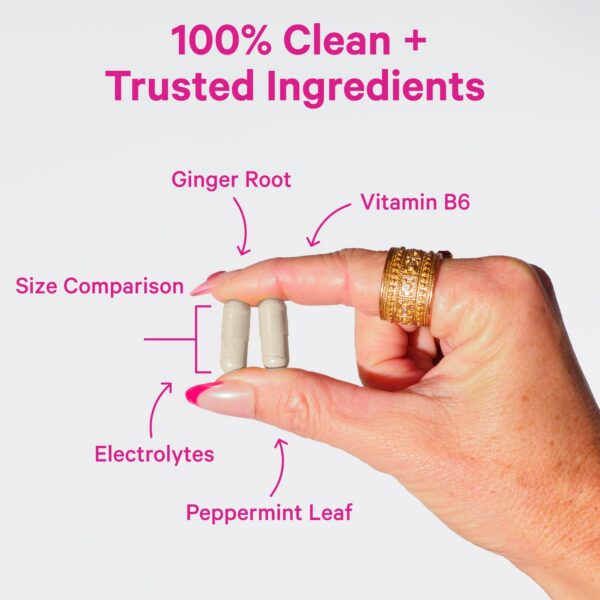 Cápsulas para mareos y náuseas Pink Stork con jengibre y electrolitos