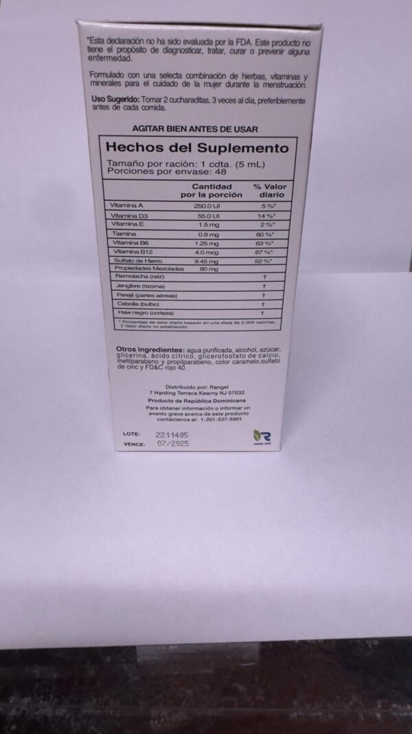 Version 1.0.0 Compuesto Sara etiqueta nutricional