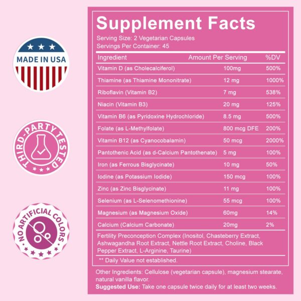 Frasco y etiqueta del producto concepción for her