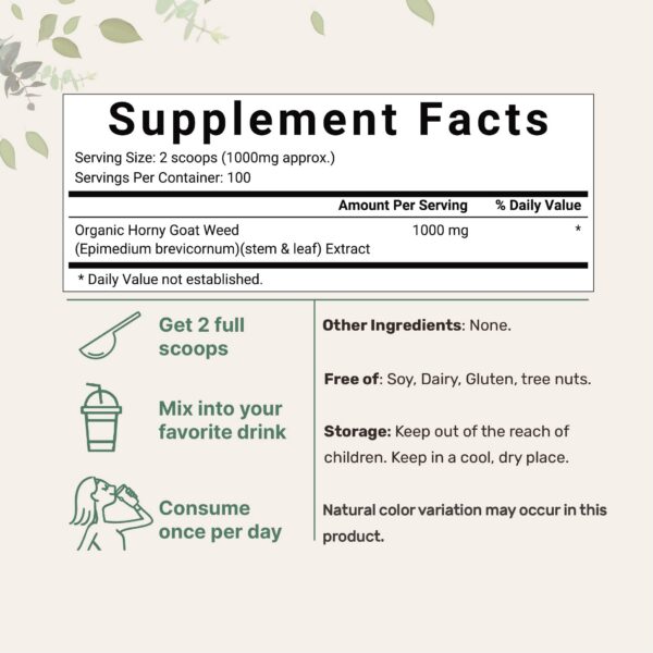 Contenedor micro ingredients horny goat weed orgánico sin rellenos