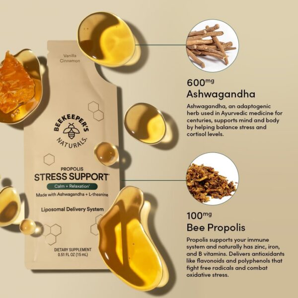 Contenedor abierto con paquetes Ashwagandha Beekeeper's Naturals