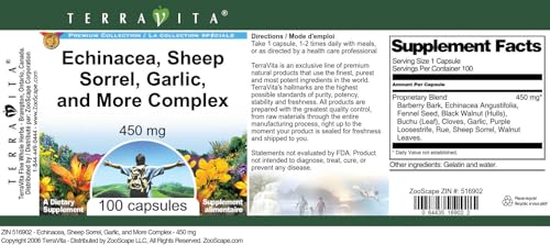 Contenedor de suplemento natural Echinacea ajo TerraVita