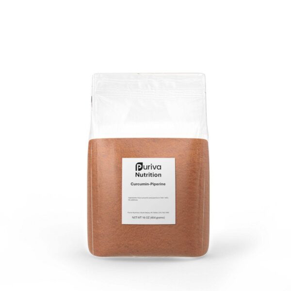Contenedor de polvo de cúrcuma con piperina Puriva Nutrition